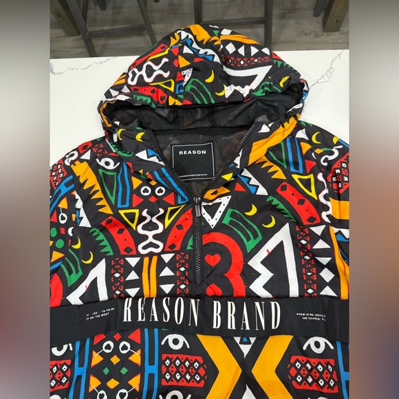 Reason Jackets 1/4 Zip Emblem 8 Size S Windbreaker Abstract  Hoodie - Picture 2 of 4
